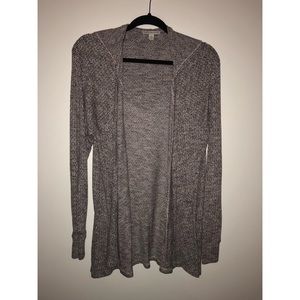 Maroon and white knit cardigan